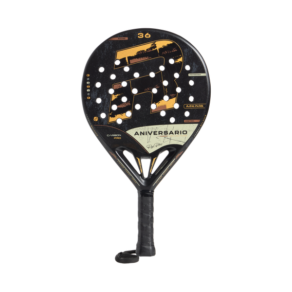 Royal Padel 36 Aniversario Poly 2026 - cara frontal negra con detalles dorados